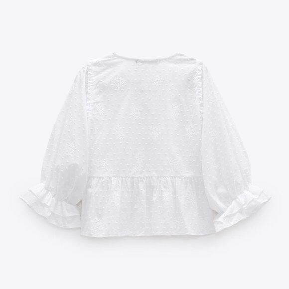 Zara NWT Embroidered Dotted Mesh Top XS - Picture 4 of 6